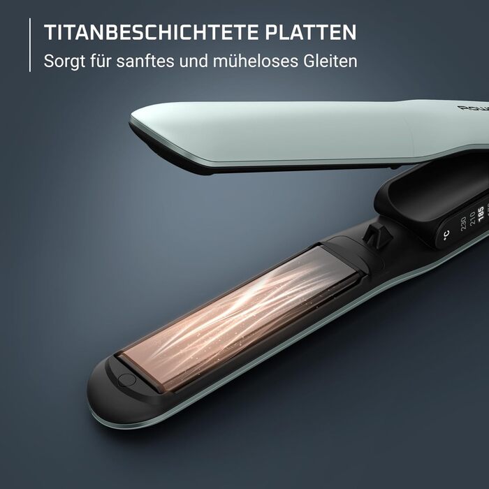 Випрямляч для волосся Rowenta Thermoglide SF5120E0 Titanium, 5 режимів (170-230°C), чорний/синій