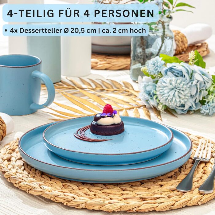 Набір керамічних мисок Sänger VALUE COLLECTION (Бомбей Сапфір) - 4 шт., 700 мл, для мюслі та десертів, стійкі до подряпин, мікрохвильовки та миття в посудомийній машині