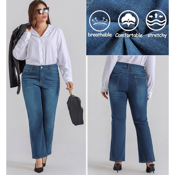 Жіночі джинси Bootcut Hanna Nikole великого розміру, висока талія, блакитний денім, еластичні