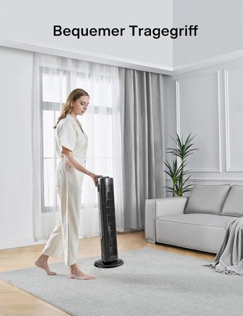 PELONIS 76 см Турбовентилятор з осциляцією, 3 швидкості, таймер 8H, тихий та компактний для дому/офісу (чорний)