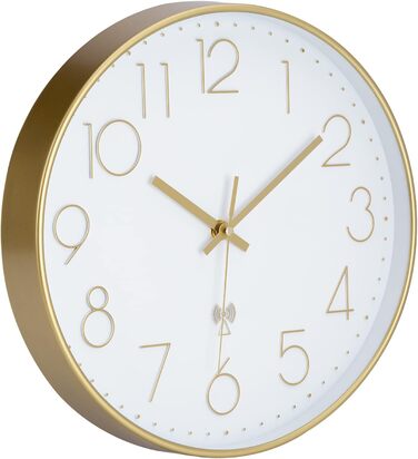 VIVILINEN Radio-Controlled Wall Clock Silent Wall Clock No Ticking Sound Modern Radio-Controlled Wall Clock Silent Wall Clock Non-Ticking Hanging Clock for Living Room Bedroom Office Kitchen 30x30cm / 12 inches
