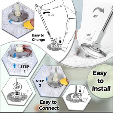 Набір для миття підлоги ARSUK з відром та функцією віджиму – 4 змінні насадки | 360° обертання | Підходить для паркету, плитки та ламінату
