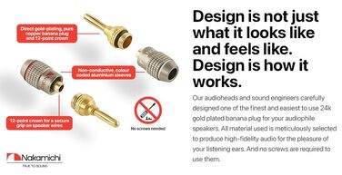 З'єднувачі банани Nakamichi FanLock Excel-Serie 24K, 10-18 AWG, 4 мм, для аудіокабелів, 4 шт. (2 пари)