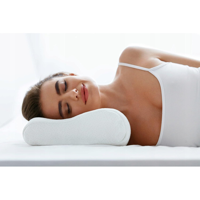 MARPUR Sleep Pillow, Neck Support Pillow, Orthopedic PURTEX Ice, Filling: Foam, H3 firmness in White with Snowflakes, Head Pillow Inc. Cover, Washable with Cooling Effect, 50x35x12/7 cm
