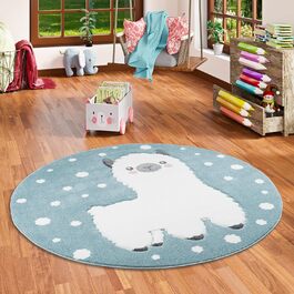 Дитячий килим Pergamon Maui Kids з альпакою, круглий, пастельно-блакитний, 160 см, 3 розміри