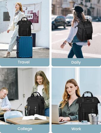 Жіночий рюкзак LOVEVOOK, великий, водонепроникний, для подорожей, з відділенням для ноутбука 15,6 дюймів, для школи, університету, бізнесу, чорний