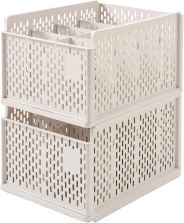 RMAN 4-Piece Closet Organizer Stackable Foldable Closet Organizer for Drawers, Closet Organizer, Storage Boxes, Kitchen, Bathroom (Beige)