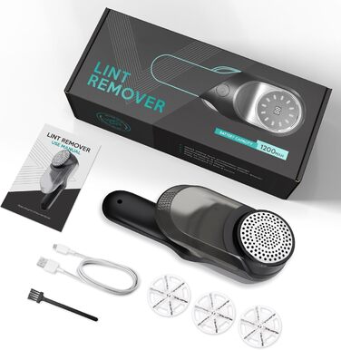 Електричний видальник ворсу Fusselrasierer з USB-зарядкою, LED-дисплеєм та 6-ма лезами. Для одягу, меблів. 2 режими потужності