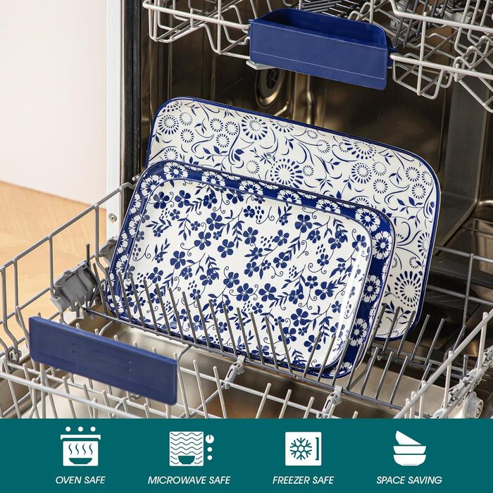 Набір сервірувальних тарілок Vancasso SELENE, 3 шт., блакитно-білий, для свят, сніданків, фуршетів