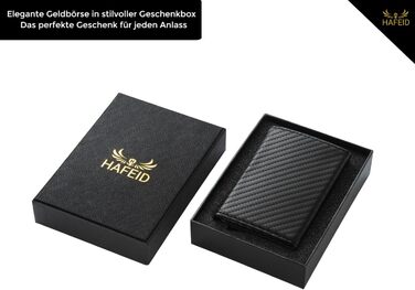 Слім гаманець HAFEID з RFID-захистом, міні портмоне з відділенням для монет, купюр та карт, карбоновий гаманець для чоловіків і жінок
