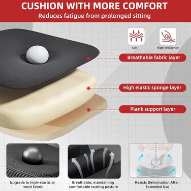 Офісне крісло для комп'ютера з регулюванням висоти, підлокітниками, сітчастою спинкою, функцією гойдання та підтримкою попереку, чорне (для офісу та дому)