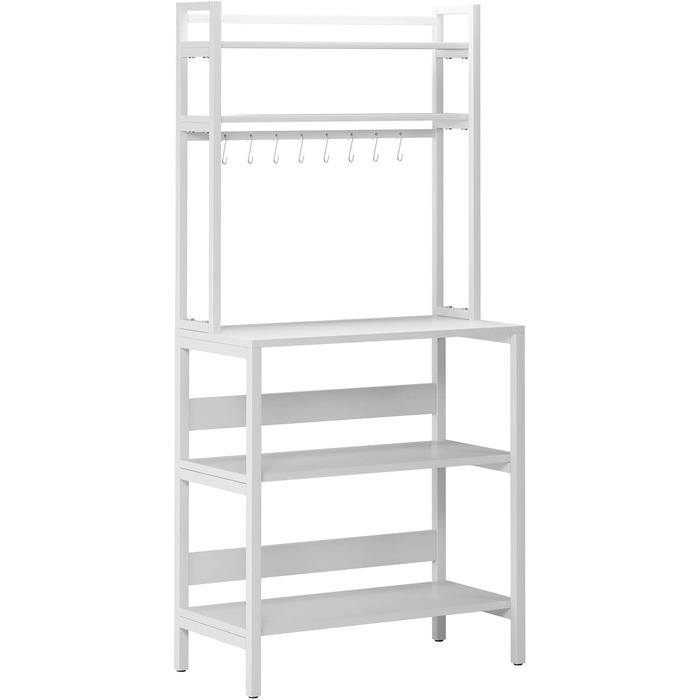 Стелаж для кухні SogesHome 5-ярусний, 80x40 см, з гачками, білий