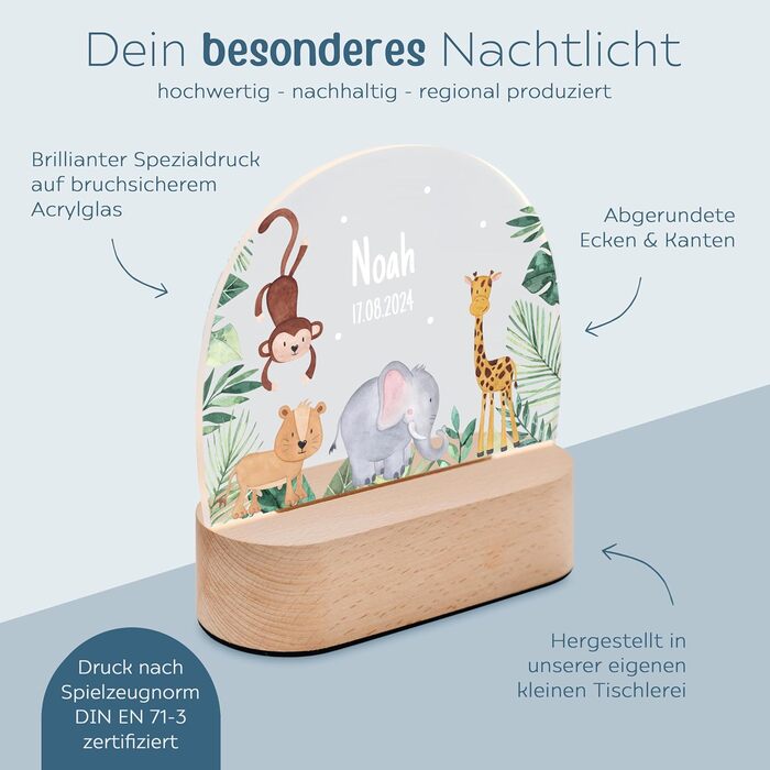Personalized Night Light for Babies - Custom Nightstand Lamp for Kids - Personalized Gifts for Children - Baby Gift - New Baby Gift