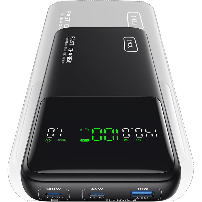 Power Bank INIU 140W 25000mAh з USB-C: зарядка для MacBook, iPad, iPhone, DJI, камери. Ідеально для подорожей та офісу