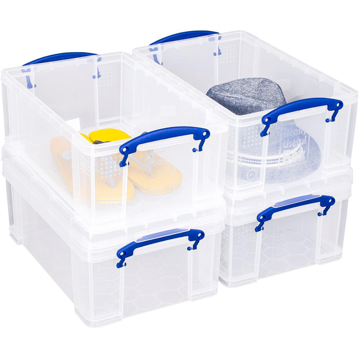 Пластикова прозора коробка для зберігання Really Useful Box 9 л з кришкою та кліп-заскобами, універсальна, для дому, офісу, школи та творчості
