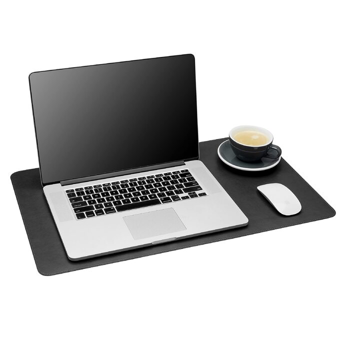 Шкіряний килимок для столу Gallaway DeskPad (PU-шкіра), середній розмір 61 x 35,6 см, чорний — елегантний захисний килимок для комп'ютера та миші