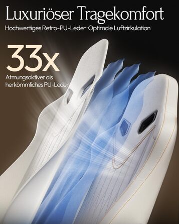 Ігровий крісло Dowinx з масажем, ергономічний дизайн, підтримка попереку та шиї, до 135 кг, шкіра, для дорослих (білий)