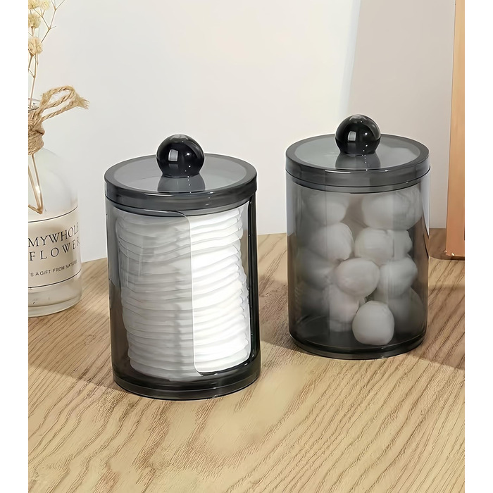 Набір ватних паличок PUTOAHAO 3 шт. з контейнером для зберігання, органайзер для косметичного столика, чорний