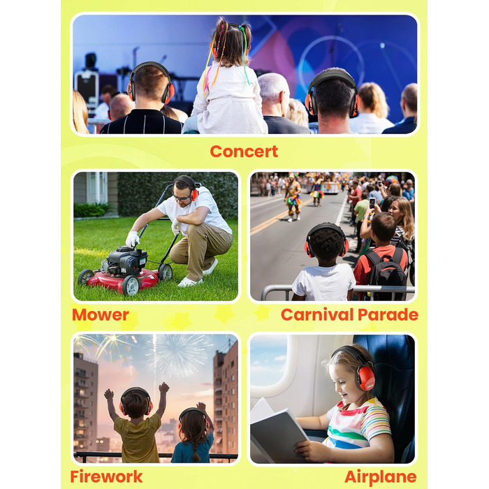 Навушники для захисту від шуму Dr.meter для дітей - пасивні навушники-затички для вух, захист від шуму SNR 27dB, для школи, аутизму, сну, навчання, гри на барабанах, зелені (помаранчеві)