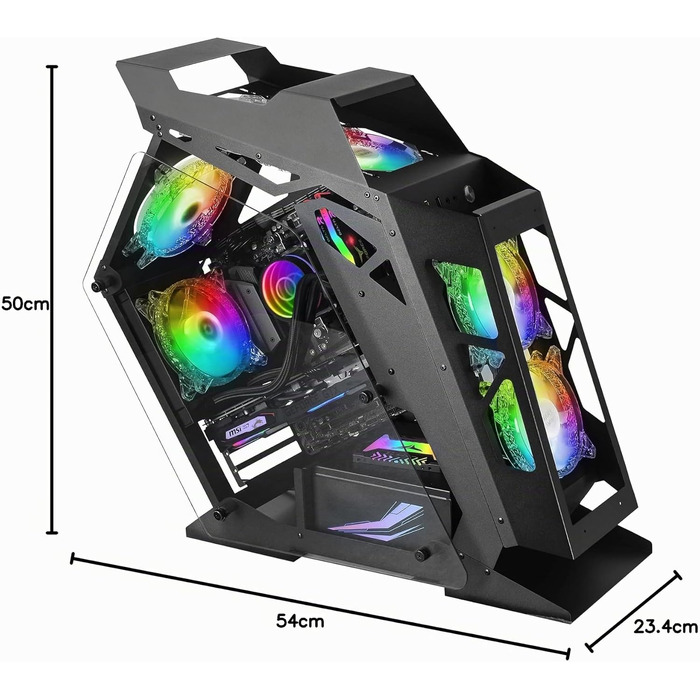 Корпус для ПК Mars Gaming MC300P MicroATX, загартоване скло, Mesh-панель, 3x FRGB вентилятори, чорний
