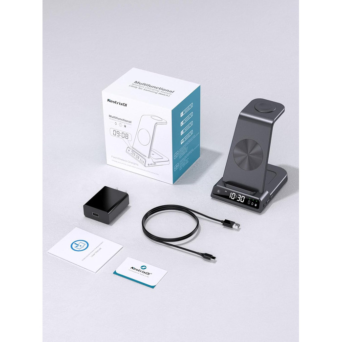 Бездротовий зарядний пристрій для Samsung Galaxy: зарядка для S25 Ultra, Watch Ultra/8/7/6, S24 Z Fold 6/Z Flip 6, Buds (сірий)