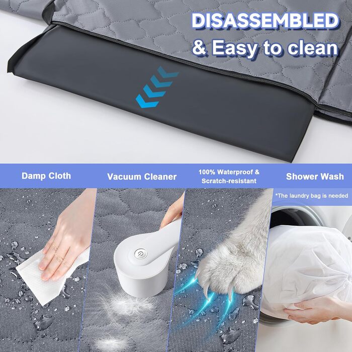 Захист для заднього сидіння автомобіля для собак з твердим дном, водонепроникний, з сіткою, сірий, розмір L (147x75 см)