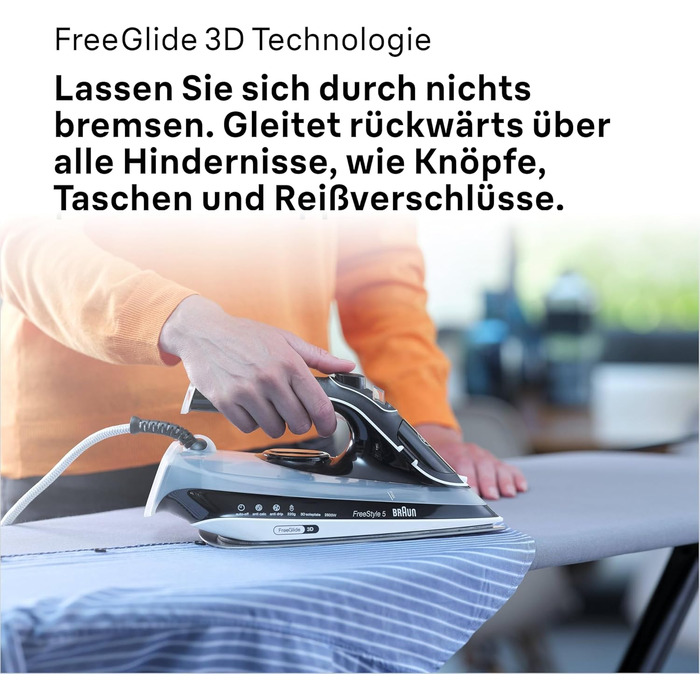 Відпарювач для одягу Braun FreeStyle 5 SI 5037 VI - потужний відпарювач з керамічною підошвою Freeglide 3D, вертикальним відпарюванням, 2700 Вт, 200 г/хв, резервуар 330 мл, чорний
