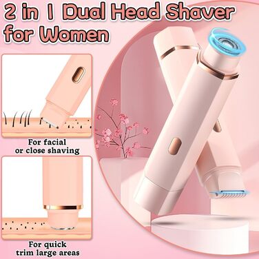 Електричний триммер для інтимної зони для жінок 2-в-1, вологостійкий (IPX7), для обличчя, рук, ніг, тіла та зони бікіні (рожевий)