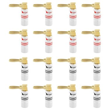 Навушники Nakamichi 24K позолочені банан-штекери 12-18 AWG для динаміків, підсилювачів, Hi-Fi, AV-ресиверів, стерео, домашнього кіно, аудіокабелів, 4 шт. (2 пари)