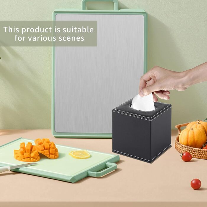 Скляна коробка для серветок прямокутної форми, тримач для косметичних серветок, органайзер для туалетного столика, ванної кімнати, авто, офісу, вінтажний стиль (чорний)