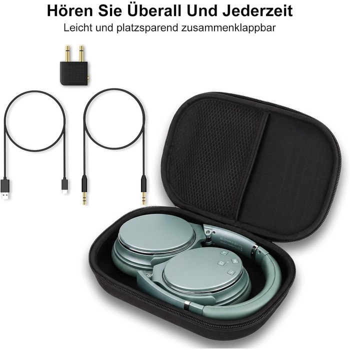 Бездротові навушники Srhythm NC25 з активним шумозаглушенням (ANC), Bluetooth, Hi-Fi звук, глибокий бас, NFC, вбудований мікрофон, складані (М'ятно-зелений)