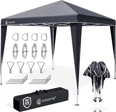 CASARIA® Capri Pavilion 3x3m Pop-Up UV Protection 50+ Waterproof Winter-Proof with Bag Foldable Stable Camping Garden Pop-Up Pavilion Party Tent Anthracite