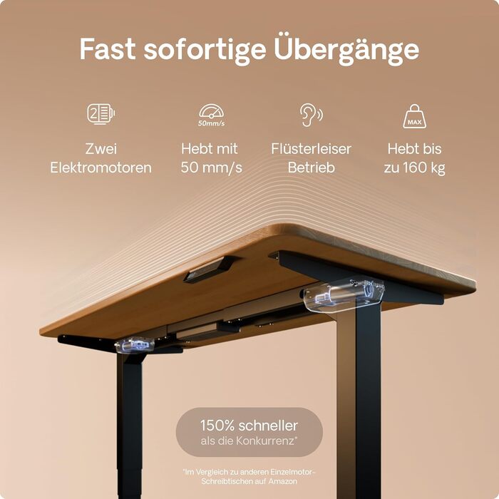 Регульований стіл Desktronic HomePro 160x80 см – електричний з USB-портами, чорний + масив дуба