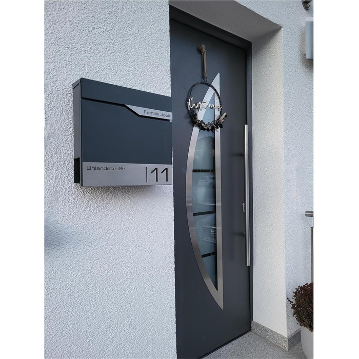 Поштовий ящик Metzler Anthrazit RAL 7016 з газетницею та табличкою з нержавіючої сталі V2A, антикорозійний, сучасний, 10 років гарантії на запчастини