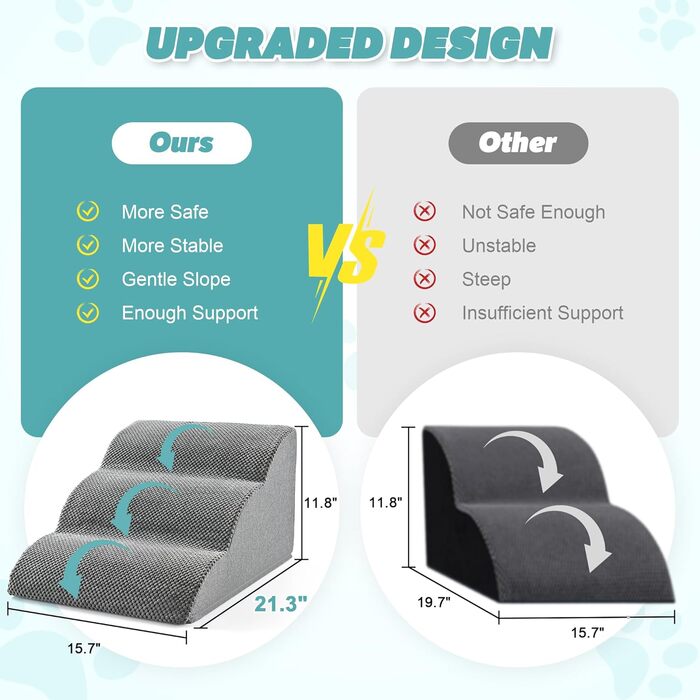 Сходинки для собак IFNOW: 40 см, 4-ступеневі, для ліжка, дивану, котів, цуценят, водонепроникні, знімний чохол