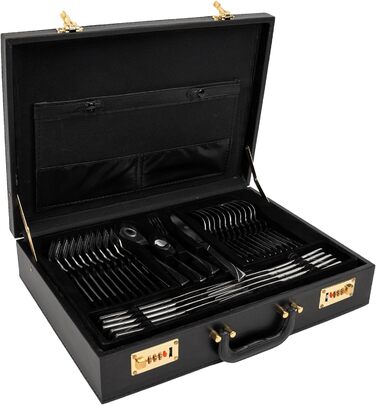 Набір столових приборів на 12 осіб (72 шт.) з нержавіючої сталі, стійкий до миття в посудомийній машині, у кейсі