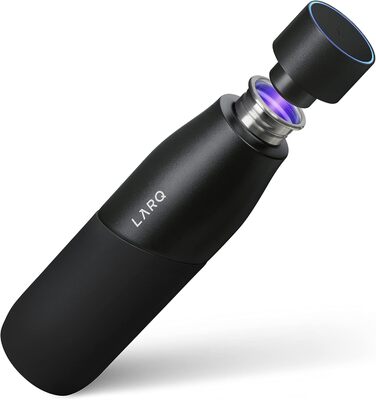 LARQ Movement PureVis 950ml – UV Self-Cleaning Stainless Steel Bottle with Silicone Sleeve | Lightweight, Impact-Resistant, Keeps Water Cool | Fitness, Running & Outdoor Activities, Black/Onyx
