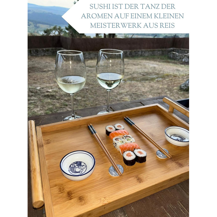 Набір для приготування суші UMAI: 2 килимки, палетка, 2 комплекти паличок, 2 соєві чаші, 2 підставки для паличок, QR-код з рецептами