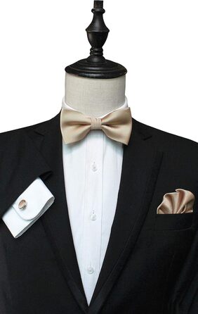 Набір краватка-метелик, нагрудна хустинка та запонки JEMYGINS (золотий)