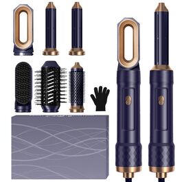 Професійний мультистайлер для волосся 6 в 1: фен, плойка, брашін, термощітка, випрямляч, Airbrush. Подарунчий набір для жінок (Блакитний)