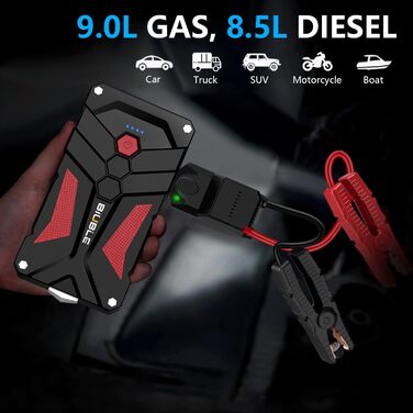 Пусковий пристрій для автомобіля Starthilfe 5000A 12V з LED-ліхтарем та USB. Powerbank для бензинових (до 9.0л) та дизельних (до 8.5л) двигунів.