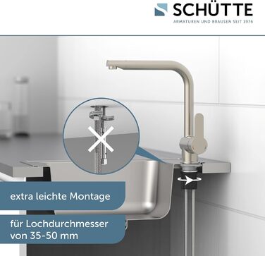 Змішувач кухонний SCHÜTTE RIO 360° з високим виливом, нержавіюча сталь, для однієї/двох раковин