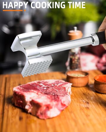 Fleischhammer Bixury 27 см з нержавіючої сталі, двосторонній молоток для м'яса, для приготування шніцелів, котлет, стейків