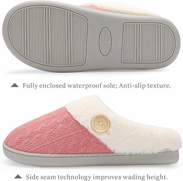 Жіночі халапи Чантомoo з меморі-піною, плюшеві, теплі халапи для дому, Slip-On, антиковзка підошва, 38/39 EU, темно-рожевий