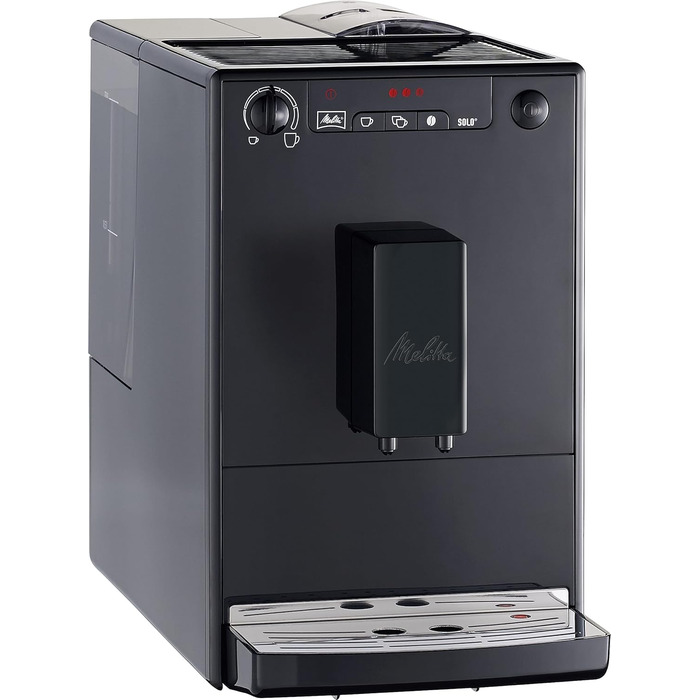 Melitta Solo - Fully automatic coffee machine with adjustable spout, small coffee machine with removable water tank, suitable for e.g. espresso or café crème, pure black Pure Black Single