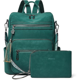 Шкіряний рюкзак-сумка для жінок Shrrie: модна, перемикається, для подорожей, vintage темно-зелений