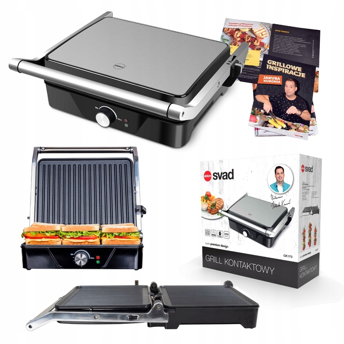 Електричний контактний гриль Eldom SVAD, складаний, сріблястий/сірий, 2000 Вт