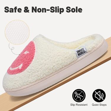 Тапочки домовик SMILEYWORLD® для жінок та чоловіків з меморі-піною, теплі, пухнасті, плюшеві, для дому, рожеві, білі, 38/39 EU