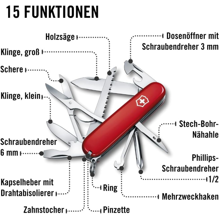 Мультитул Victorinox Fieldmaster: Швейцарський  ніж з 15 функціями, включаючи ніж, відкривачка для консервів та викрутка