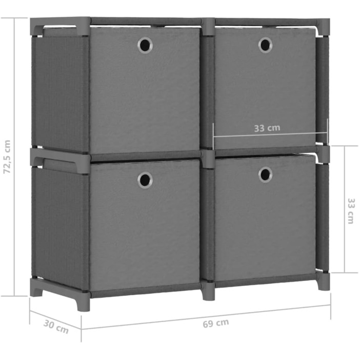 DIY Storage Shelf with 4 Boxes/Compartments, Cubby Shelf, Cube Storage System, Multifunctional Modular Closet, Storage Organizer for Clothes, Shoes, Toys for Bedroom